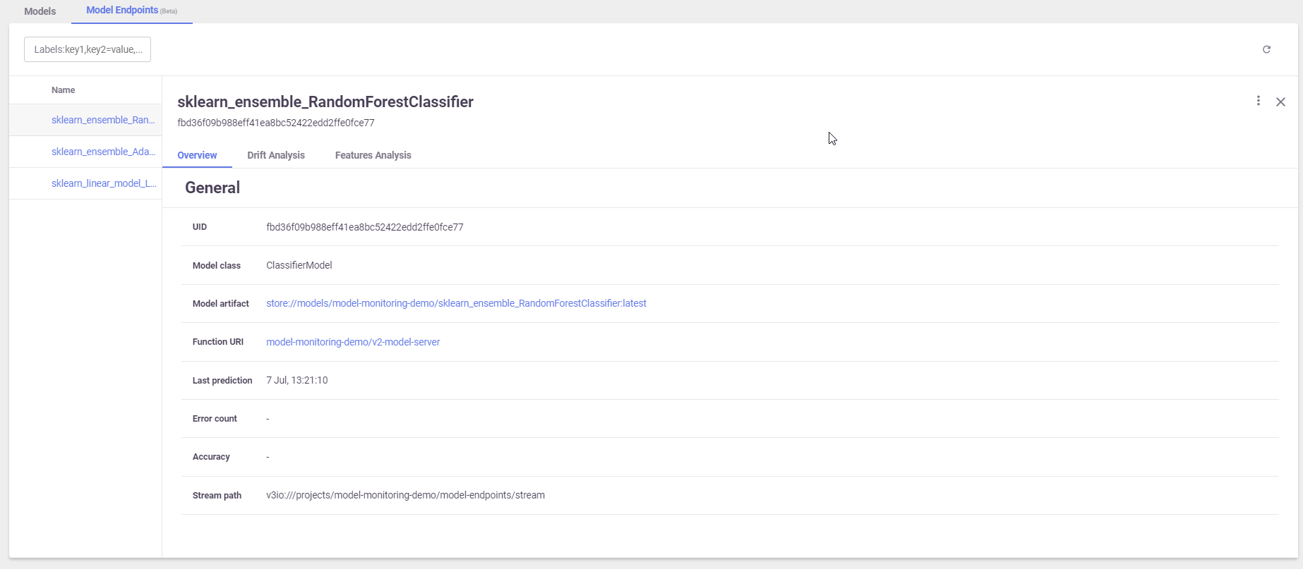 Model Endpoints Overview